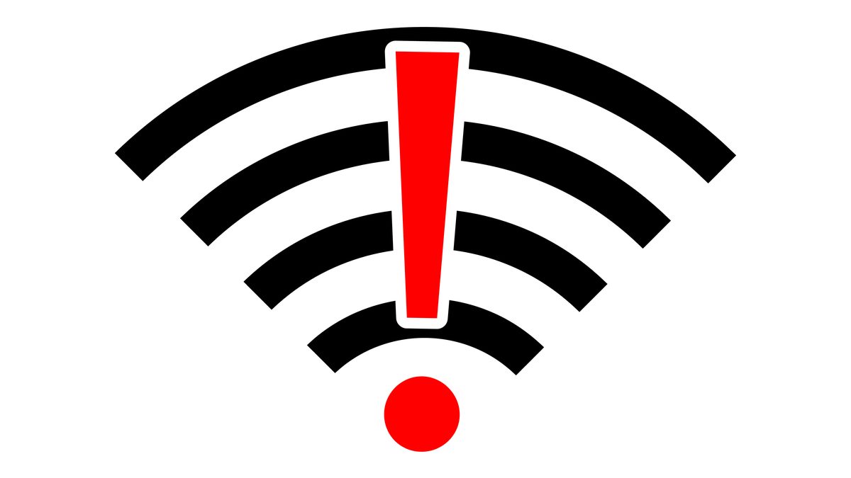 wi-fi icon with exclamation point in the middle